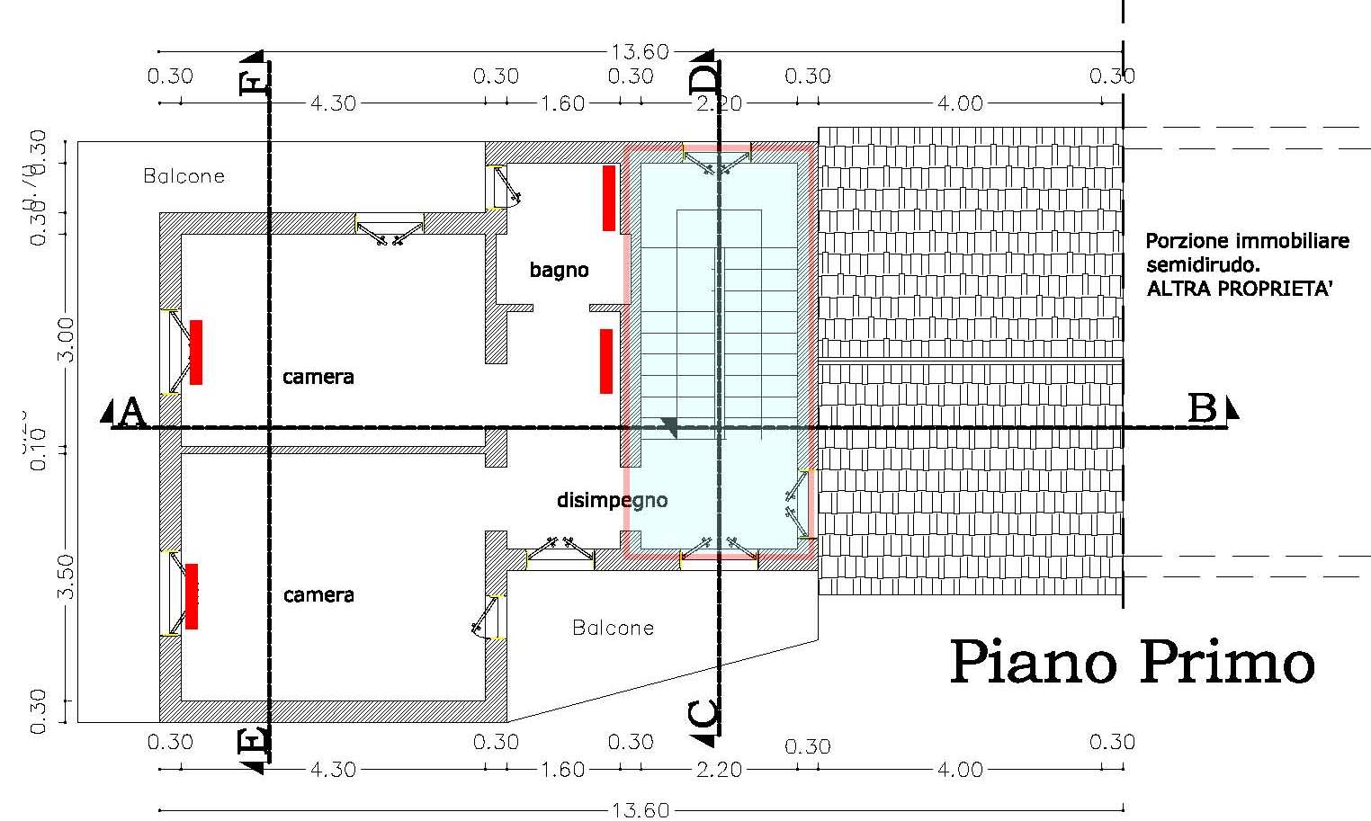 piano primo con vano scala privo di terminale di emissione